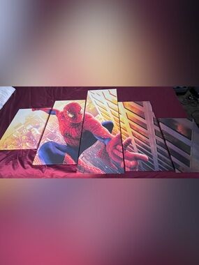 Spiderman Multi-Panel Canvas Art - Red, Blue, Yellow